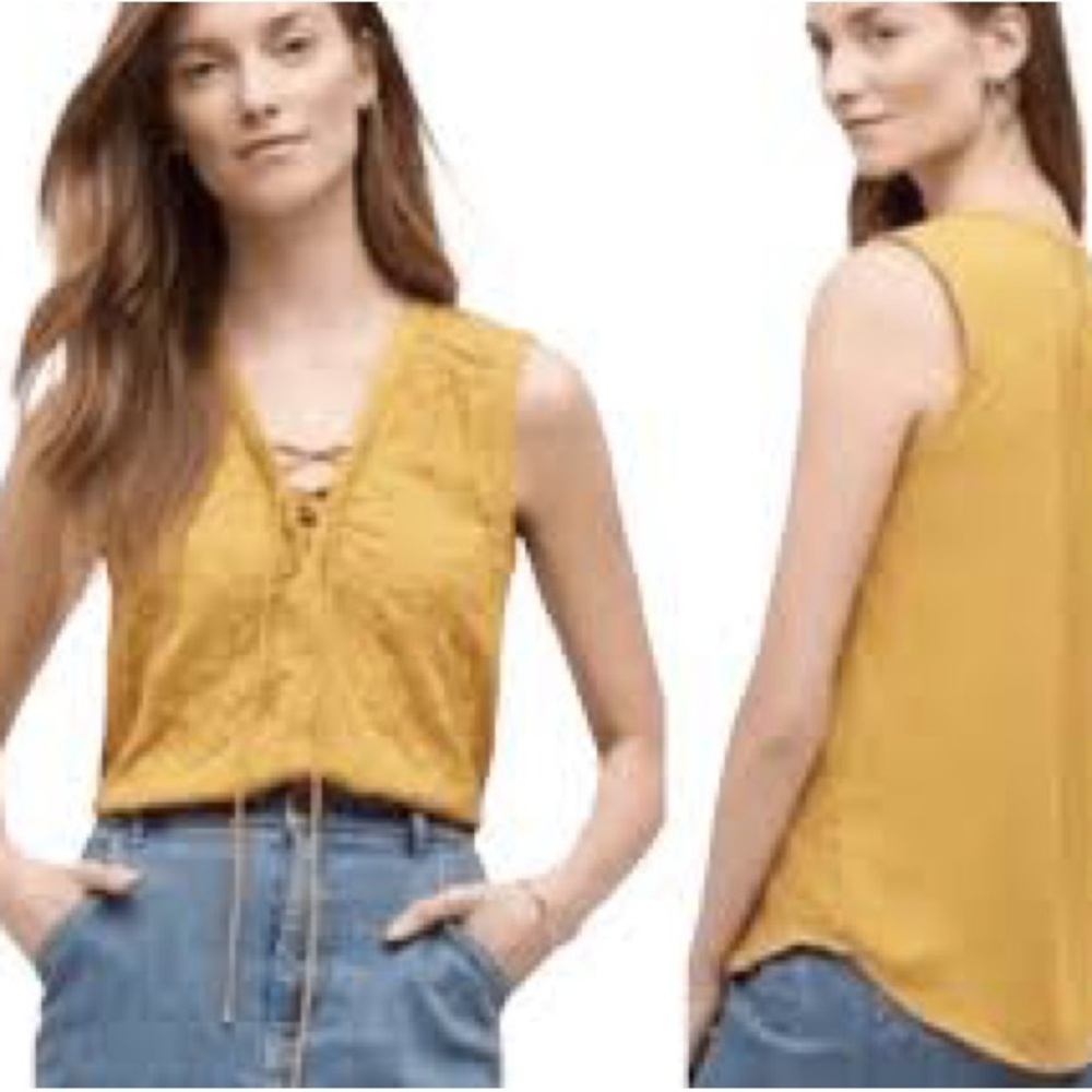 Maeve Gold Tie Front Sleeveless Tank Top